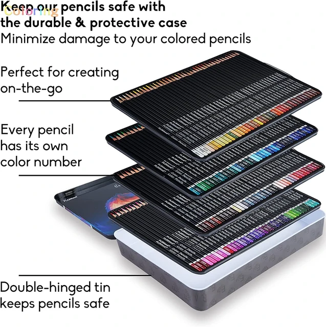 Flowood Oily Colored Pencil 160-Color Set Professional Sketch