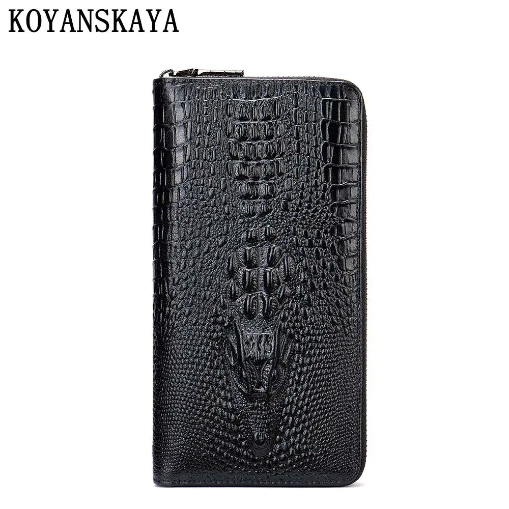 

Men's Wallet，Clutch Bag，Man bag，Long Wallet，Handbag，Card Holder，Genuine Leather Crocodile Pattern Business