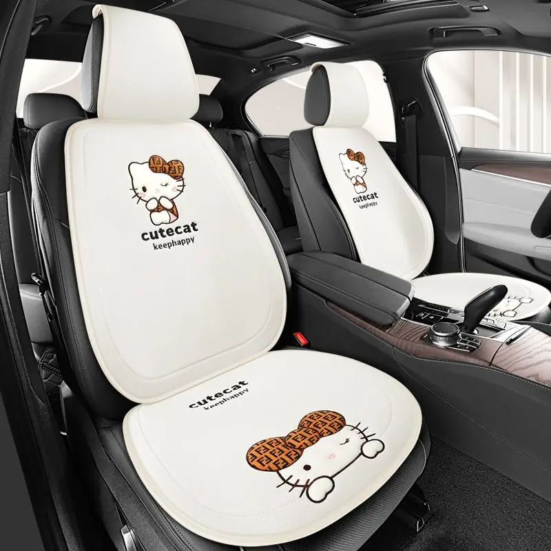 

Kawai Sanrio Hello Kittys Car Seat Cover Cartoon Front Cushion Backrest Protector Cushion Car Accessories Car Interior Universal