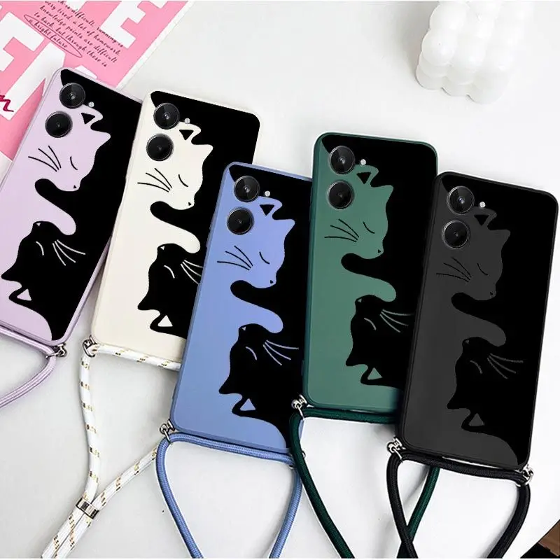 Hug Kitten Crossbody Lanyard Silicone Phone Case Cover