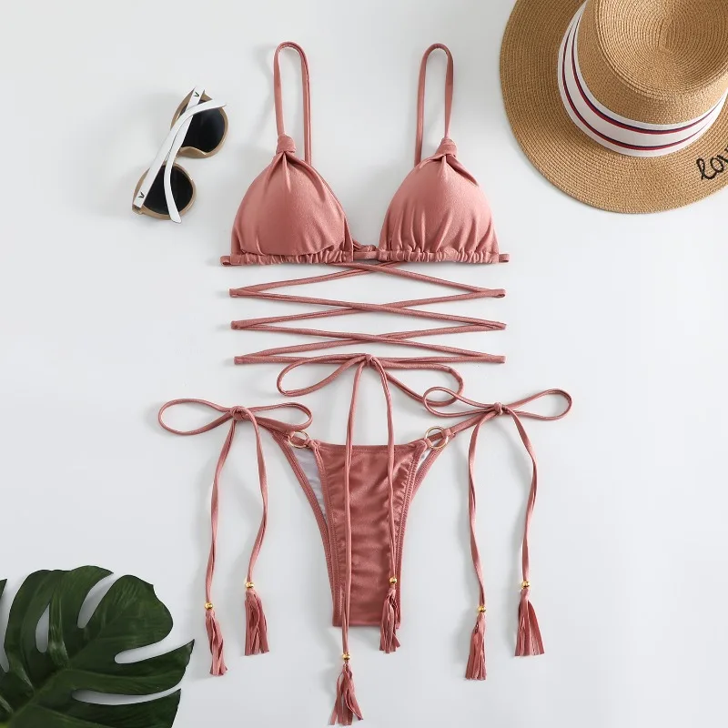 Women Swimsuit Women Two Piece Sets Women Swimwear Sexy Bikini Hollow Out Swimsuit Thong Biquini Cross String Bikini Set Bathing Suit Bikinis Beachwear