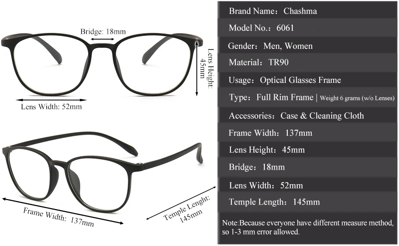 Chashma Unisex Full Rim Eyeglasses