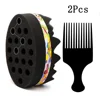 Big Holes Sponge for Hair, Twist Sponge, Magic Sponge Brush, Afro Hair Sponge for Curls with  Free Hair Pick Comb (2 PACK) 1