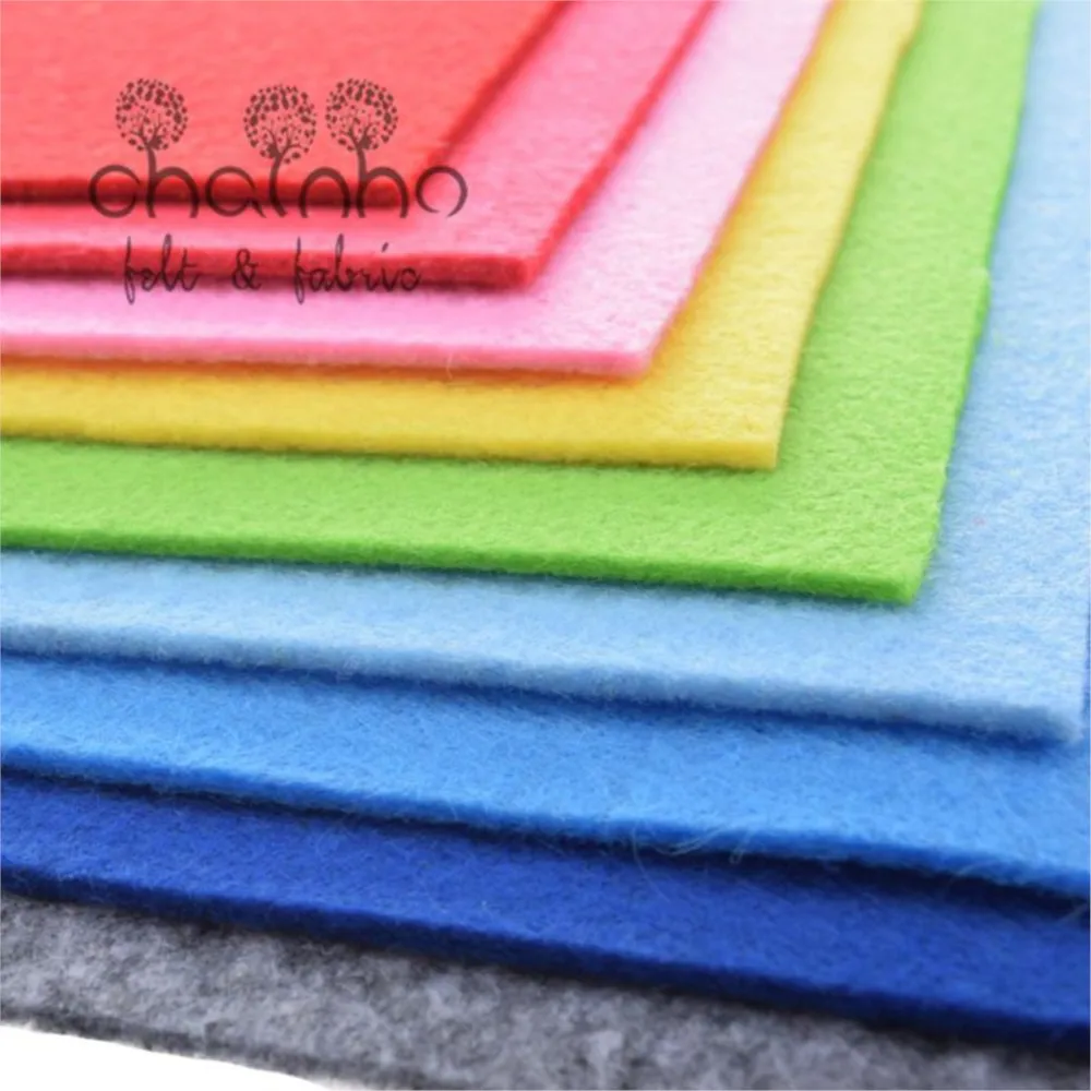Chainho,Polyester Nonwoven Felt Fabric,Thickness 2mm,DIY Sewing Material Dolls/Toys/Crafts ,Solid Color Series,9 Pieces,30x30cm