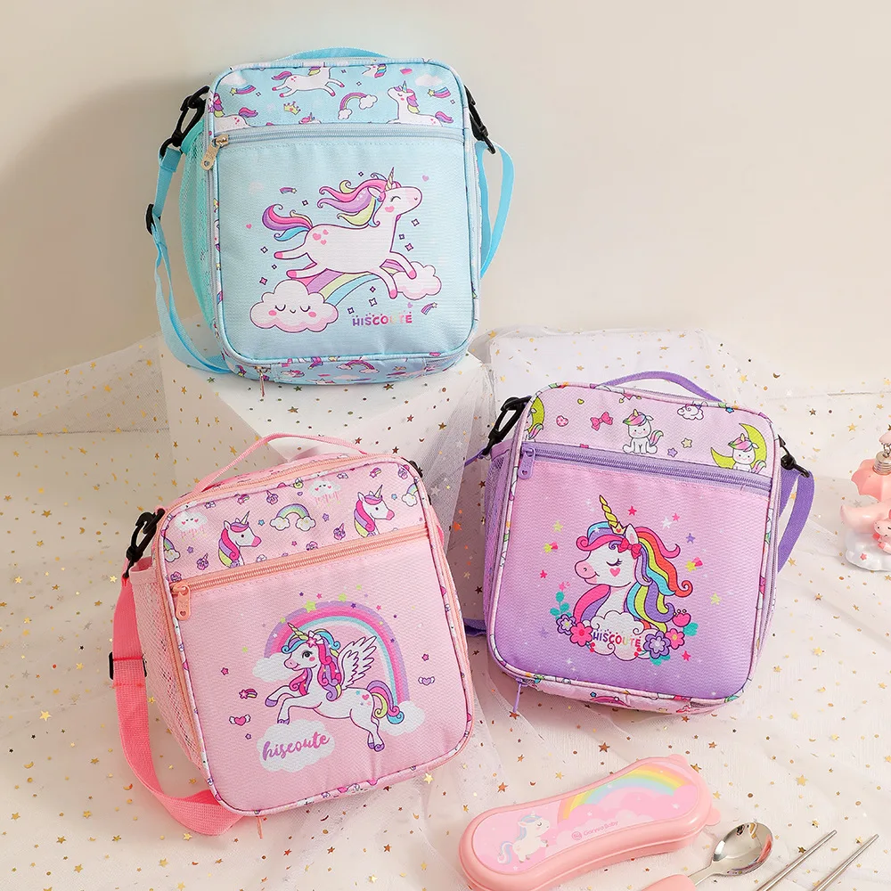 Kawaii Children Cartoon Unicorn Thermal Insulated Lunch Bag Box Portable Boys Girls School Office Picnic Lunch Bag Handbag