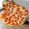1pc Ham Pizza Print Blanket, Funny Food Flannel Round Blanket, Soft Warm Throw Blanket Nap Blanket For Couch Sofa 4