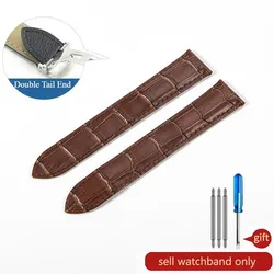 Luxury Leather Watch Strap with Clasp - Black/Brown - 25mm (Brown-No Buckle)
