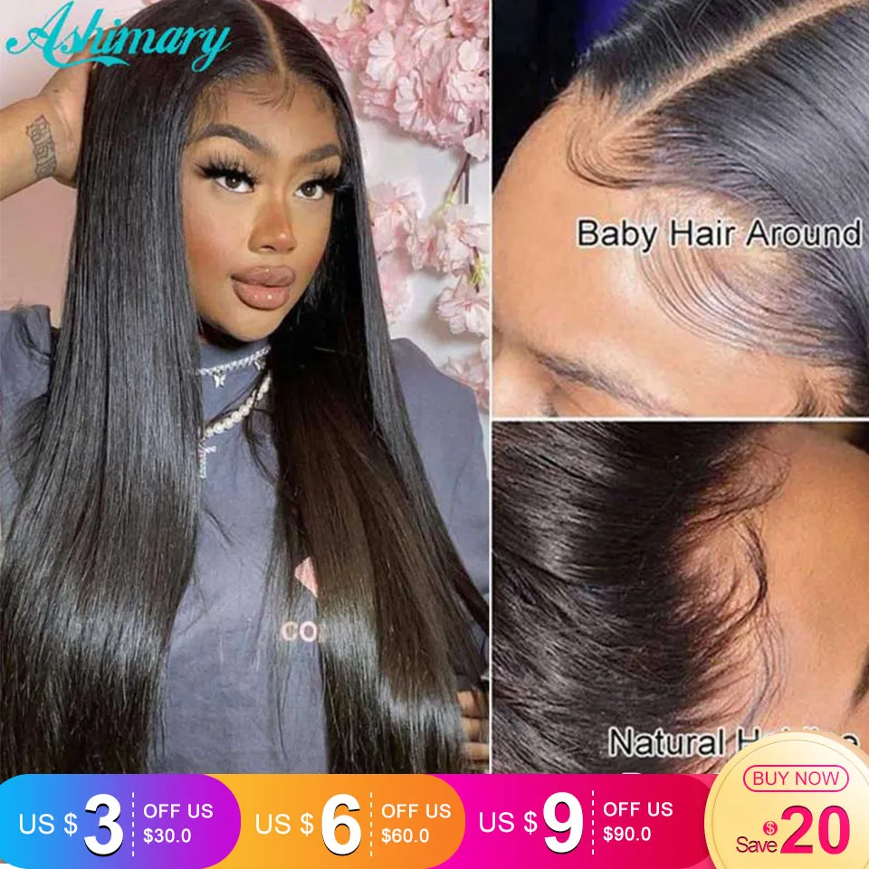 30inch Straight Hair 13x4 Full Lace Frontal Wig Human Hair For Women 13x6 Hd Lace Frontal Wig 360 Ashimary