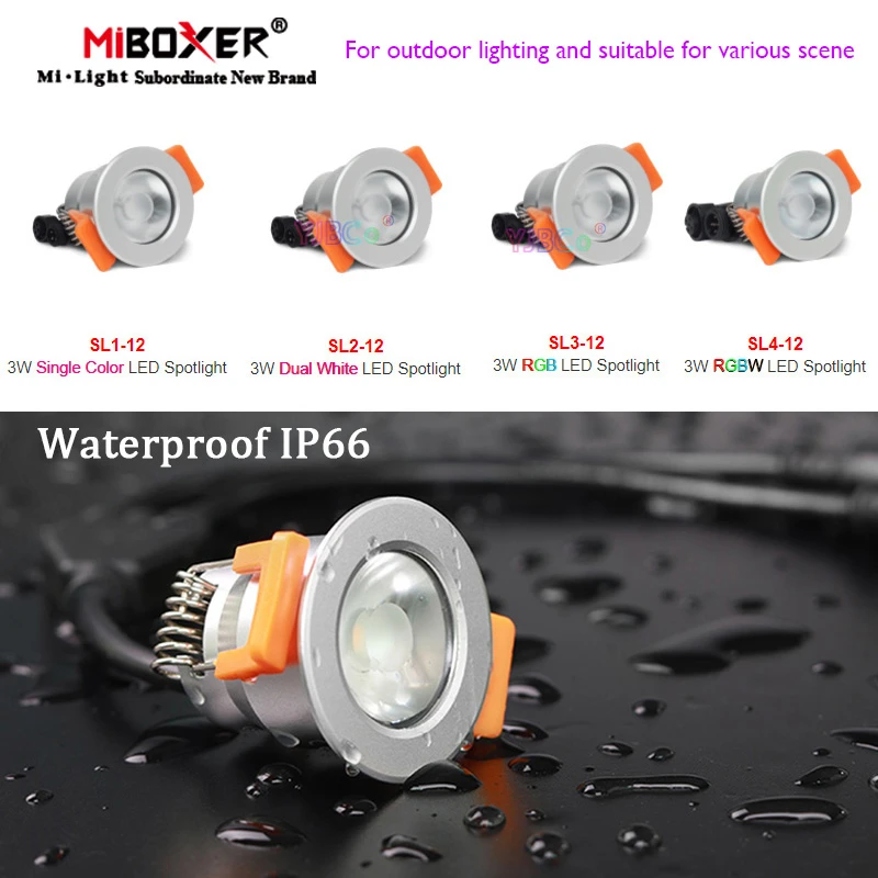 semi flush ceiling lights Miboxer 12V mini 3W Waterproof IP66 LED Spotlight Single Color/Dual White/RGB/RGBW LED Downlight Dimmable 2.4G Remote Control ceiling lights