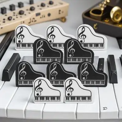 10Pcs 사랑스러운 피아노 지우개 어린이를위한 작은 경량 지우개 어린이 연필 자국 지우기 교실 책상 장식 공예