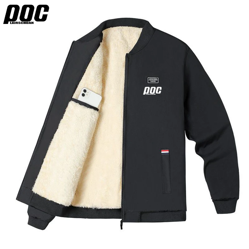Winter Warm Men's Climbing Double Thickened Pocket Cycling Jacket Outdoor High Collar Windproof Ski Sweatshirt LairschDan Poc