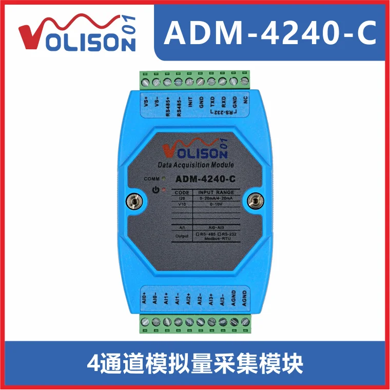 

4-channel Analog Signal Acquisition 4-20mA Analog Signal to 485 0-10V AD Analog Input Acquisition Module