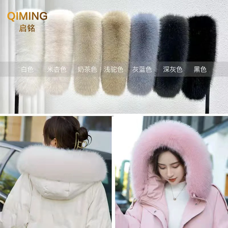 Winter Faux Fur Collar Furry Fluffy Fox Fur Scarf Neck Warmer Women Shawls And Wraps Scarves Detachable Hood Fur Trim Coat Parka 2
