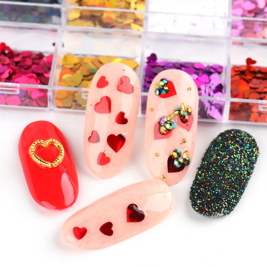 Valentine's Day Nail Art Stickers 3d Heart Nail Sequins Love Heart Nail  Supplies Laser Heart Luxury Shiny Acrylic Nails Designs For Valentine's Day  De | Fruugo KR