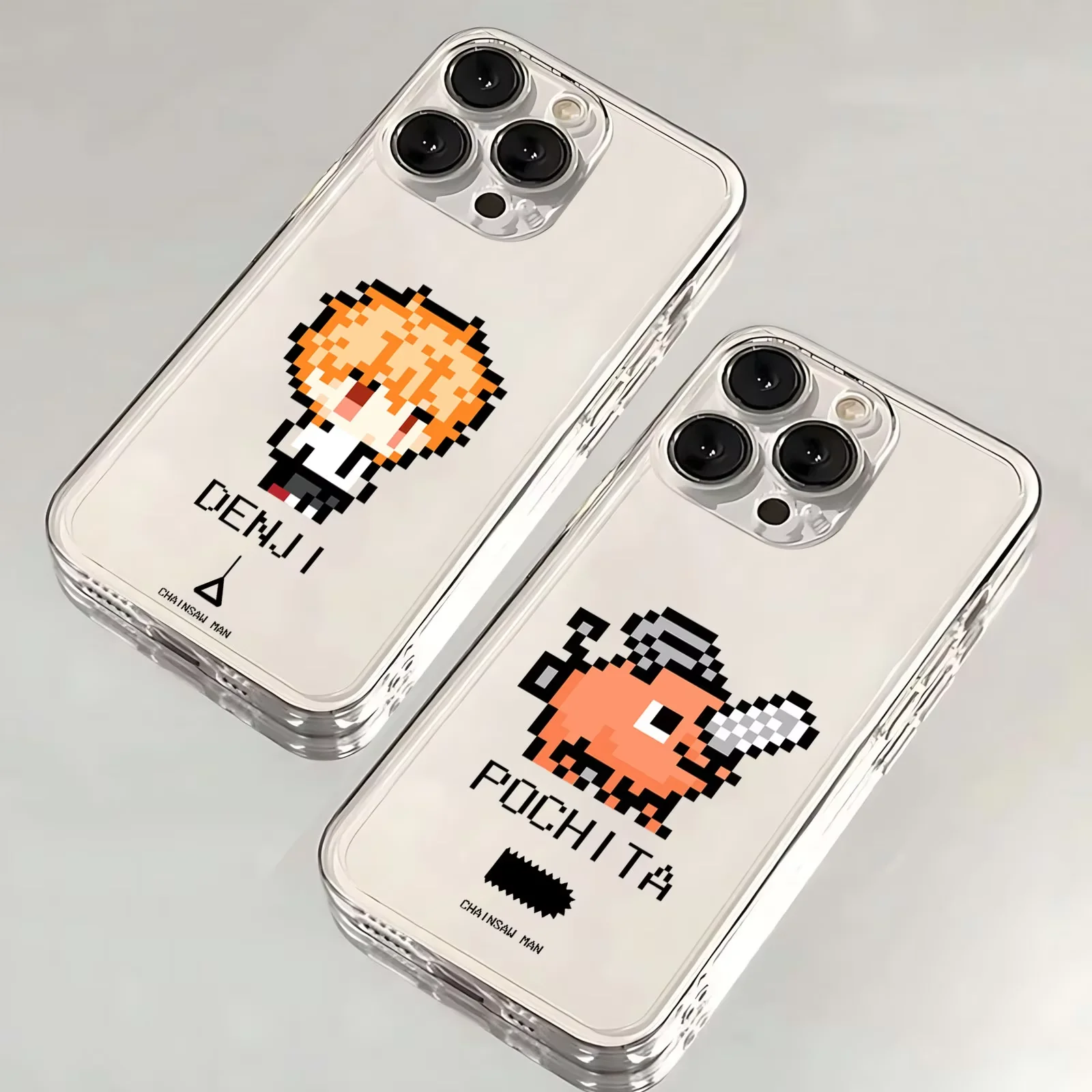 Pixel Chainsaw Man Handyhülle für iPhone 17 Air 16 e 15 14 13 12 11 Pro Max Plus Mini SE 2020 2022 Anime