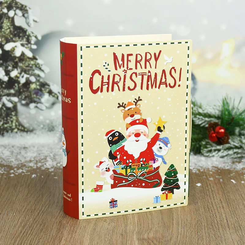 

3pcs Merry Christmas Book Shape Candy Box Santa Claus Chocolate Gift Boxes Xmas Packaging Bags Navidad New Year Party Decoration