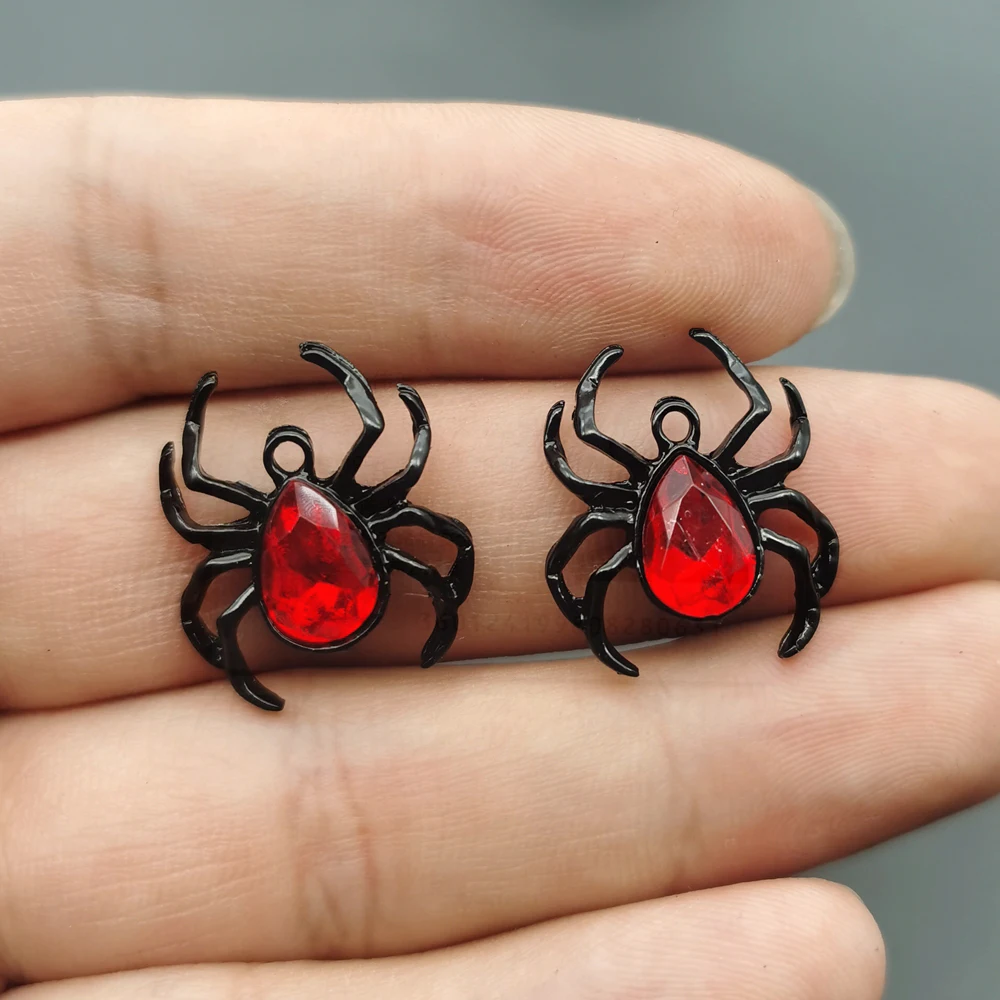 20pcs Blood Red Spider Pendant Gothic Tarantula Pendant, Wiccan, Witchy, Creepy Cute, Halloween,Handcrafted Jewelry Accessories