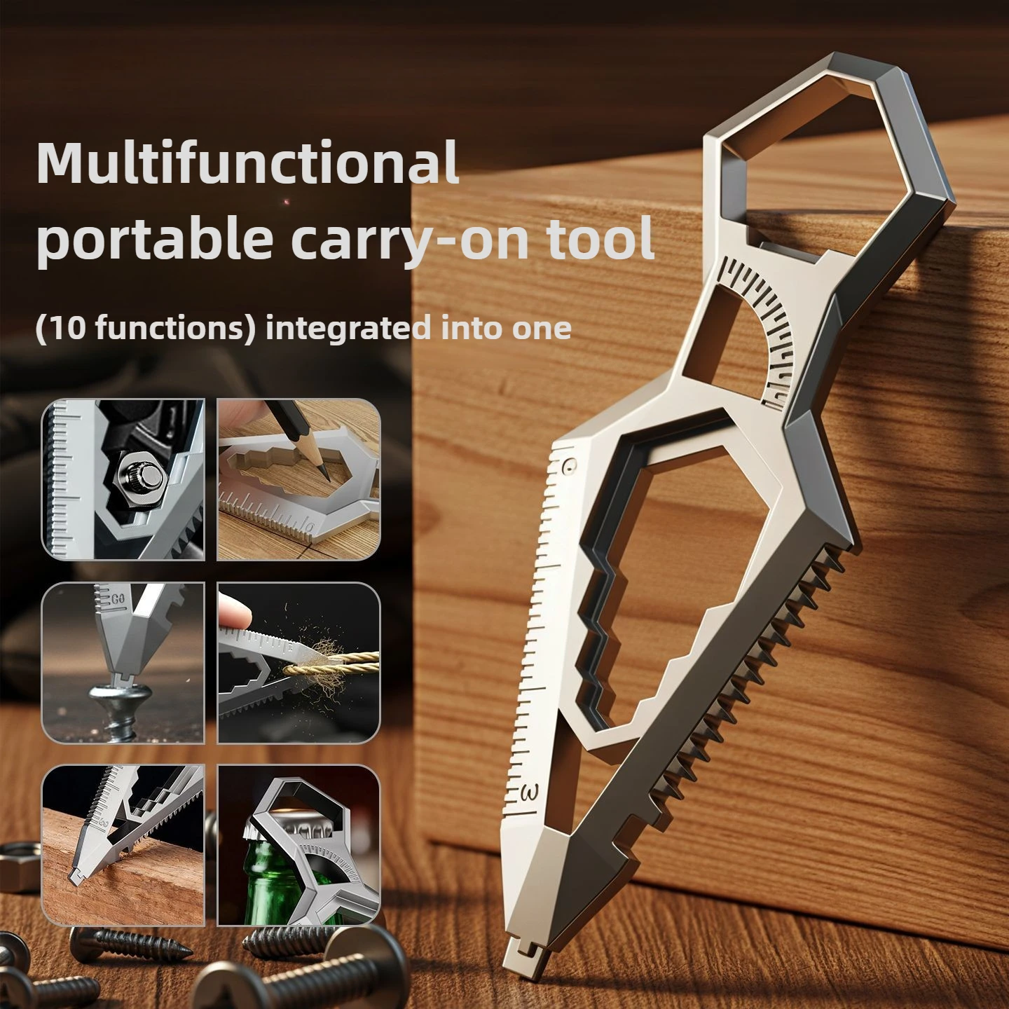 Compact 10-in-1 Keychain Multitool with Saw, Bottle, and Box Opener for Everyday Carry and Camping