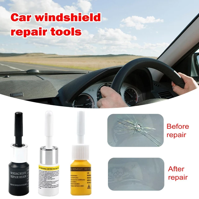 Kit d'outils de réparation de pare-brise voiture verre Scratch Fluid  Portable Auto Pare-brise Crack Chip Removal Tool 