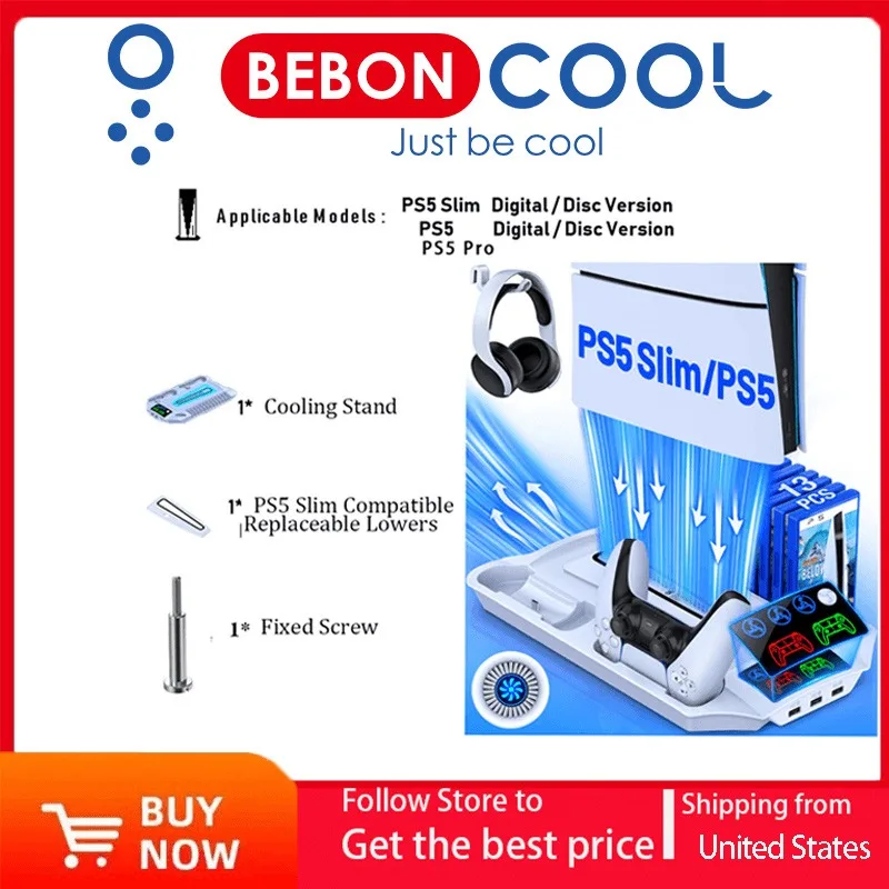 AliExpress: BEBONCOOL Cooling Base For Pro/PS5 Slim Stand with Cooling Fan Controller Charger For Playstation5 Gamepad Charging Dock Station