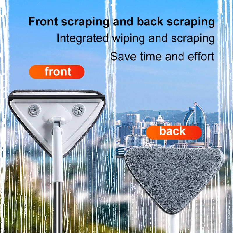 Window Cleaning Tool Triangle Glass Wiper Telescopic Rod