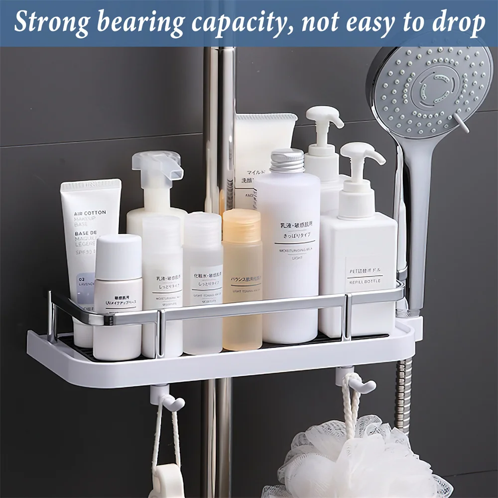 Shower Storage Holder Bathroom Shelf Pole Shelves Shampoo Tray Stand No  Drilling Lifting Rod Shower Head Holder Rack Organizer - AliExpress