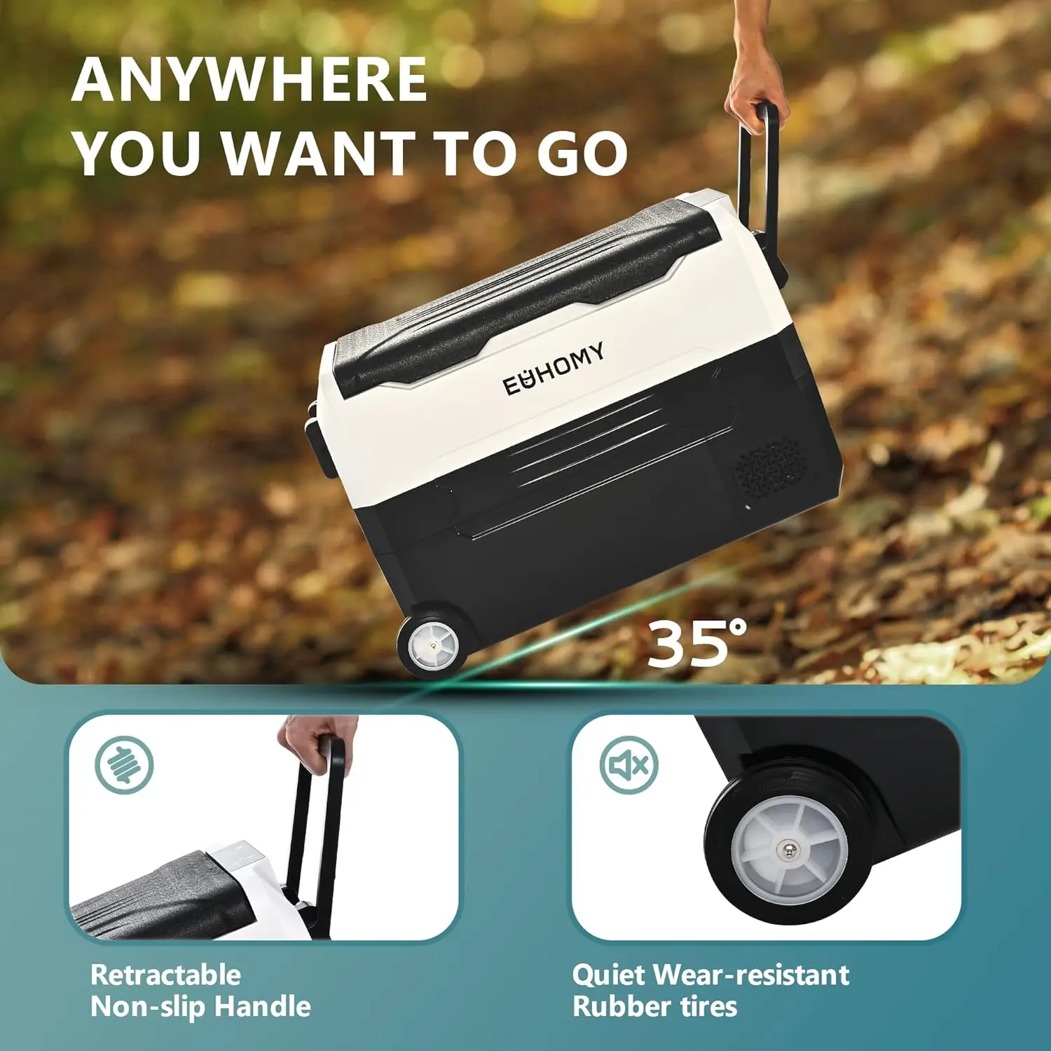 12 Volt 48 Quart Portable Freezer Electric Cooler Car Refrigerator with Dual Zone, Touch Control