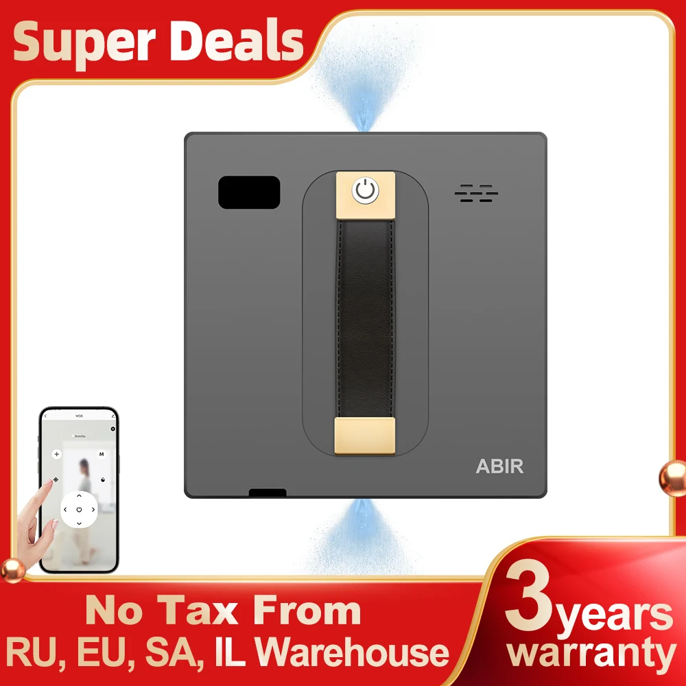 ABIR WD8 Robot Window Vacuum Cleaner – Dual Ultrasonic Spray, APP & Remote Control, Smart Glass Cleaning, Auto Wall-Climbing Robot Mop