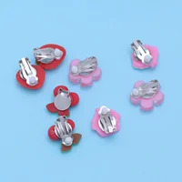 4 Pair Children Ear Clamps Girls Ear Hooks Cartoon Clip On Earrings Kids Ear Studs Toddler Princess Accessories Bright Acrylic 2