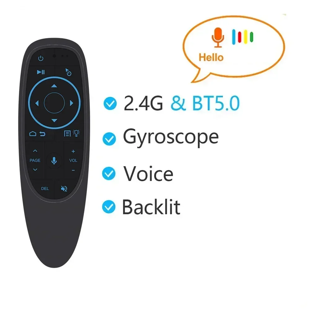 G10S PRO BT 음성 리모컨 2.4G BT5.0 무선 에어 마우스 자이로 스코프 스마트 리모컨 백라이트 안드로이드 TV 박스용