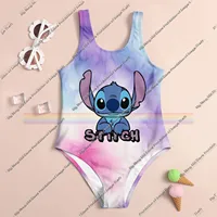 Cartoon 3D Printing Miniso Stitch 2025 Summer Kids Clothing Swimsuit for Girls Boys UV Protection Quick Dry Set Trendy Design