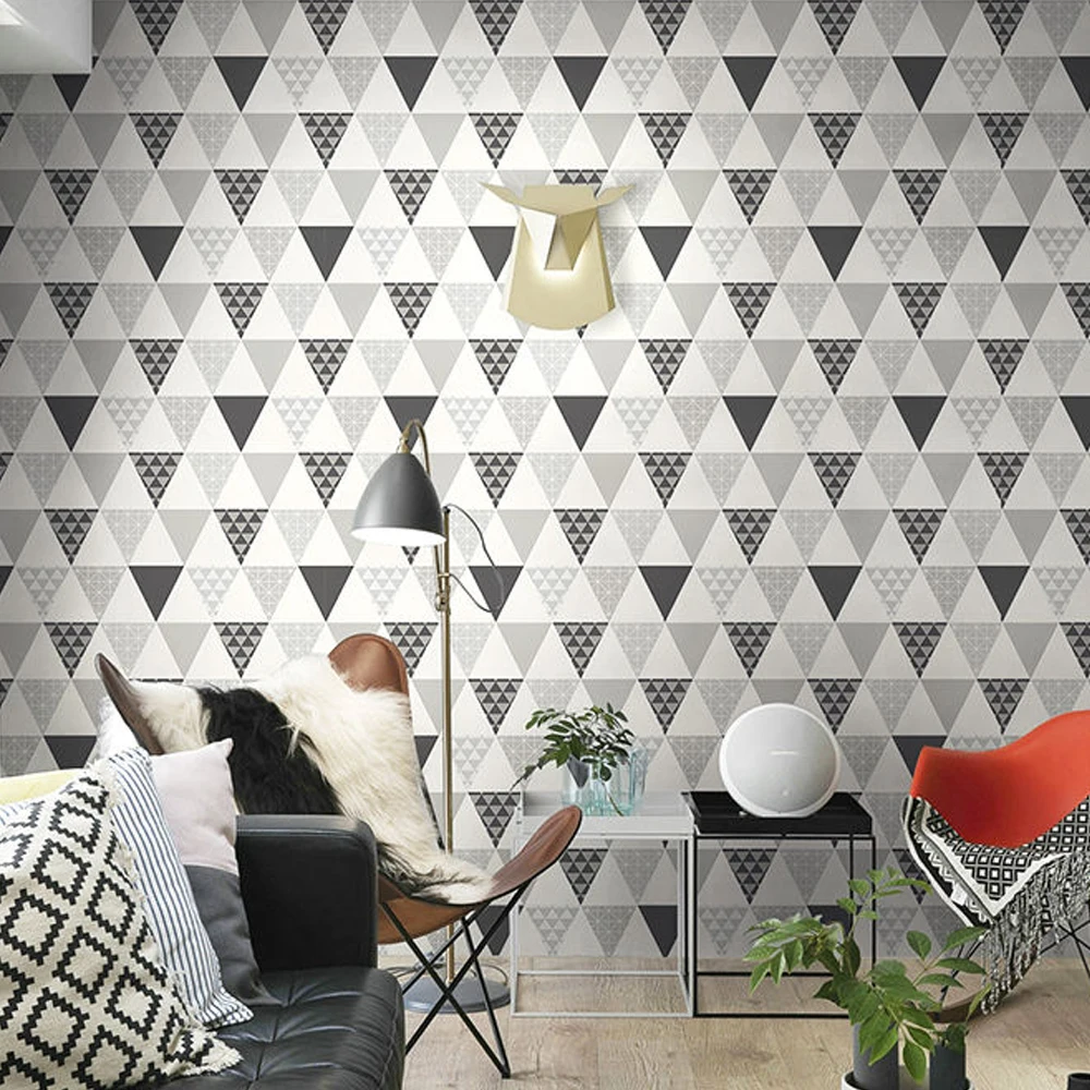 

Скандинавский геометрический треугольный фон для гостиной ТВ настенный Декор для дома спальни черные белые серые обои