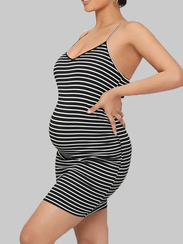 

Women Pregnant Dresses Strappy Vest Nursing Tops Maternity Breastfeeding Stripe T-Shirt Summer Fashion Pregnancy Wear Vestidos