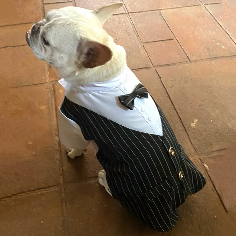 Dog Gentleman Wedding Suit Clothes Bow Tie Clothes Halloween Christmas Costume For Small Dogs Teddy Bulldog