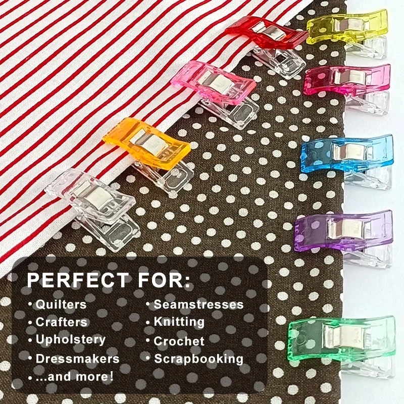 Sewing Clips 20/50/100PCs Plastic DIY Crafting Crocheting Knitting Clothing Clips Assorted Colors Craft Securing Quilting Clip