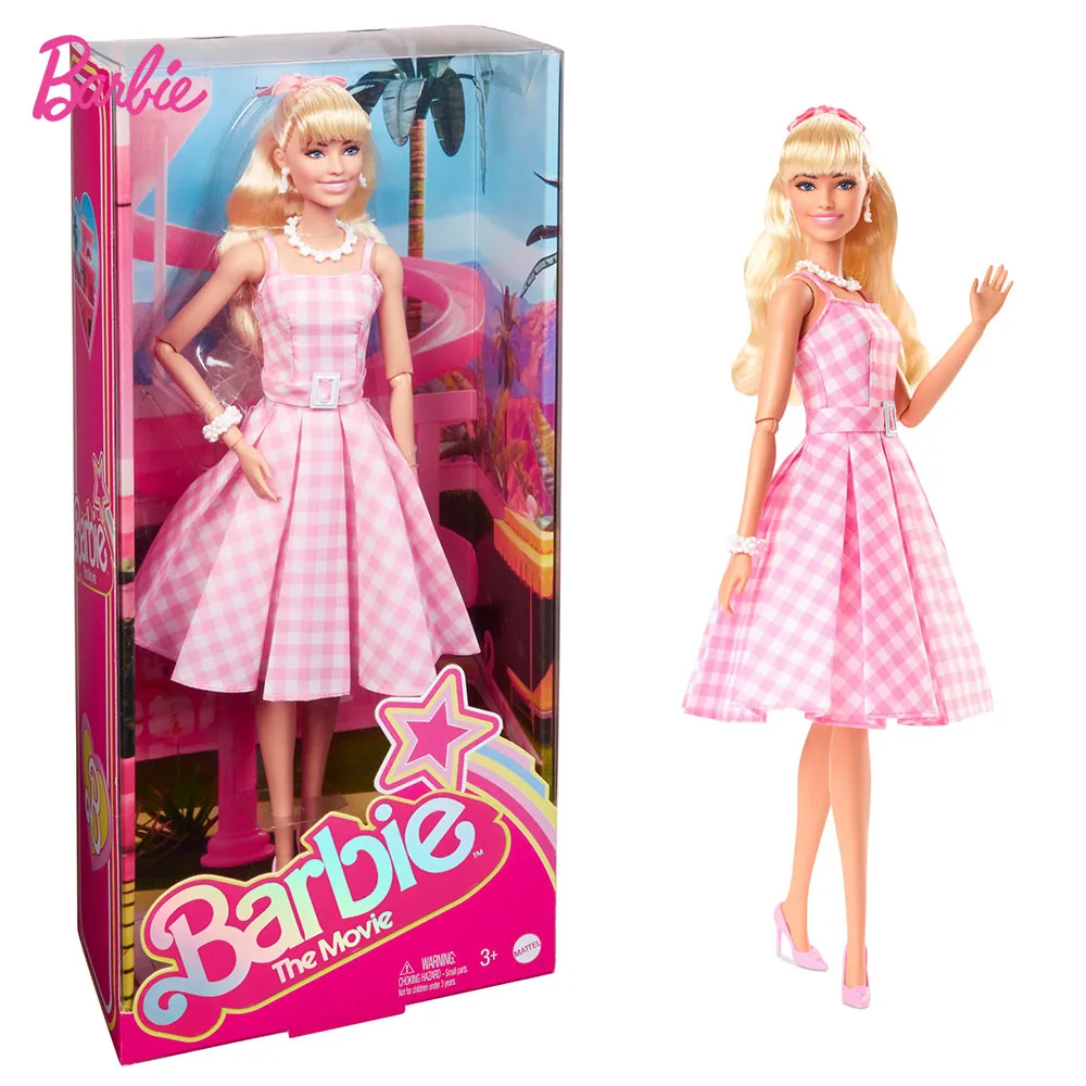 

Original Barbie The Movie Collectible Doll Margot Robbie As Barbie In Pink Gingham Dress Kid Girls Toys Holiday Gift Hpj96