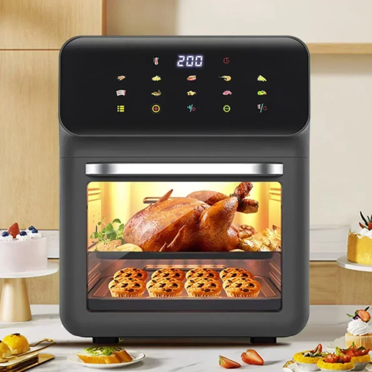 Visual Air Fryer Home Large Capacity Electric Oven Heavy Flat Metal Pan Three in One electric fryer