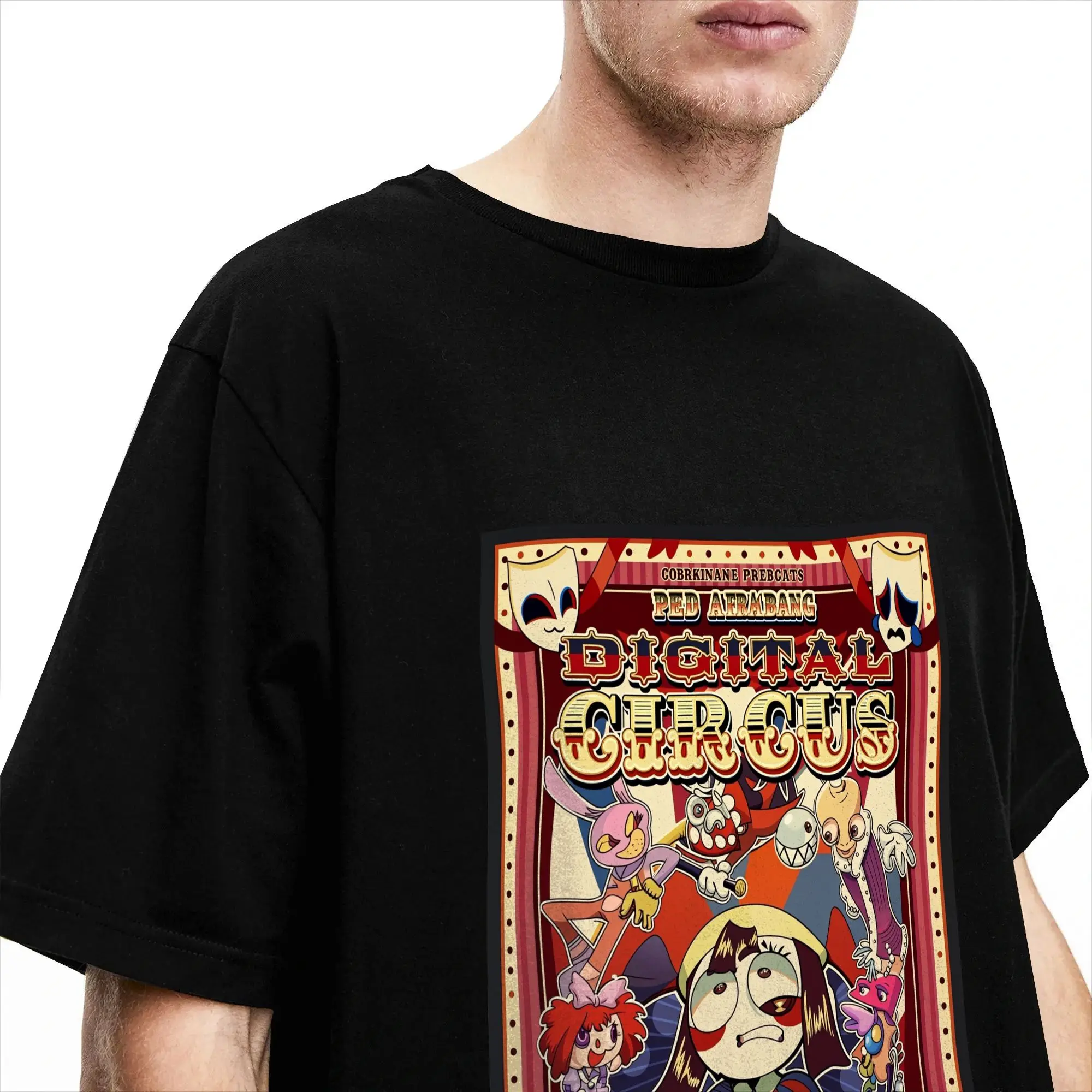 Digital Circus Oversized Cotton O-Neck T-Shirt - Trendy Summer Short-Sleeve Top