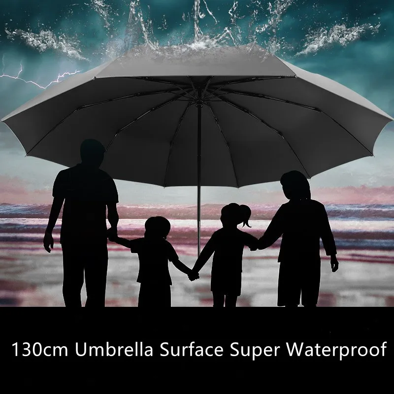 

Складной прочный Ветрозащитный Зонт для путешествий, большой размер, семейные складные зонты от дождя 130 см для мужчин