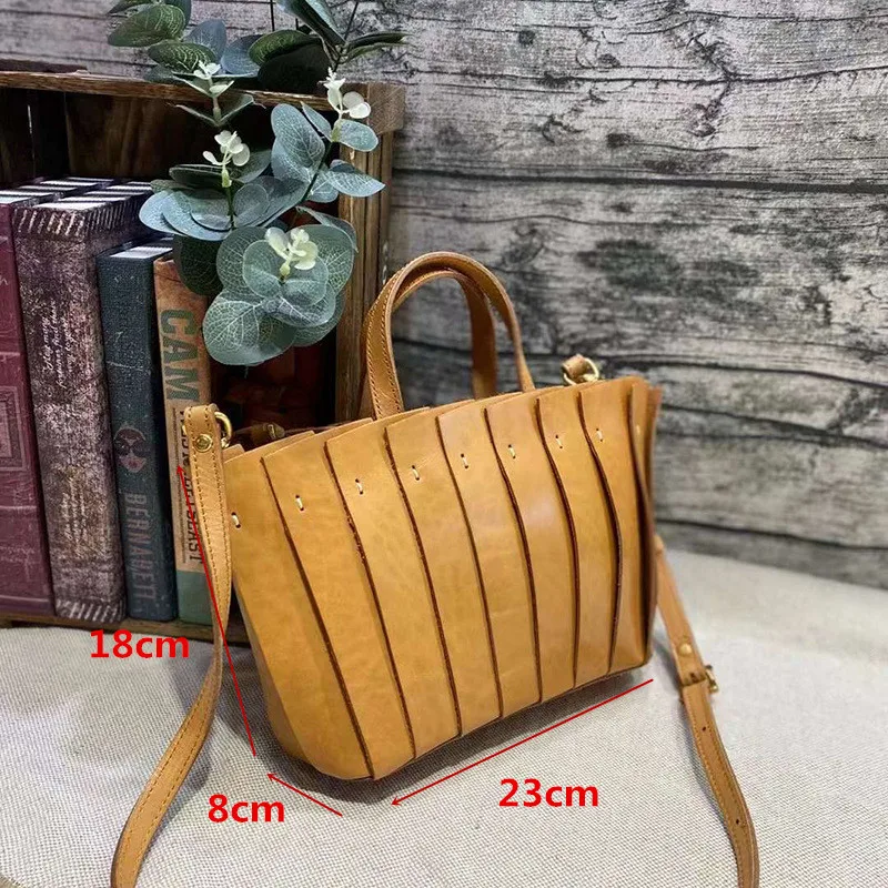 PNDME Organizer Designer Luxus echtes Leder Damenhandtasche lässig echtes Rindsleder handgenähte weibliche Schulter-Umhängetasche – Detail 1