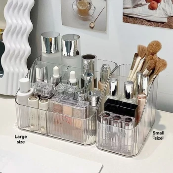 1Pc/Acrylic Cosmetic Storage Box Desktop Drawer-Type Multi-Compartment Transparent Lipstick and Eyeshadow Organizer