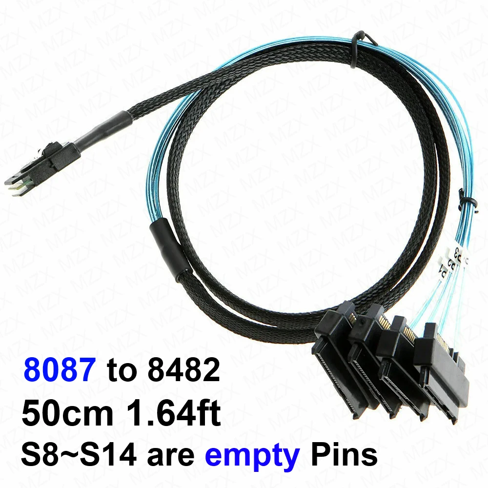 MZX 미니 SAS 36P SFF-8087 - SFF-8482 SAS 29+15P SATA 커넥터 어댑터 케이블 50cm/100cm 1.64ft/3.28ft PC 컴퓨터 액세서리
