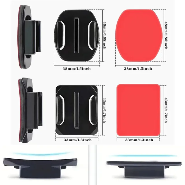 Supports adhésifs plats et incurvés pour casque d'appareil photo, bras pivotant réglable pour GoPro Hero Insta360 DJI Osmo, accessoires de caméra d'action 2