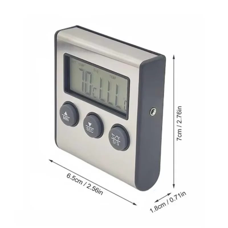 Food Thermometer Kitchen Digital Cooking Meat Temperature for Oven BBQ Grill Timer Function with Probe Heat Meter