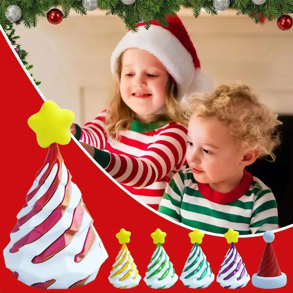 Christmas Tree Spiral Decompression Toy 3D Printed Cone Desktop Decompression Decoration Children's Push And Push Music Gift