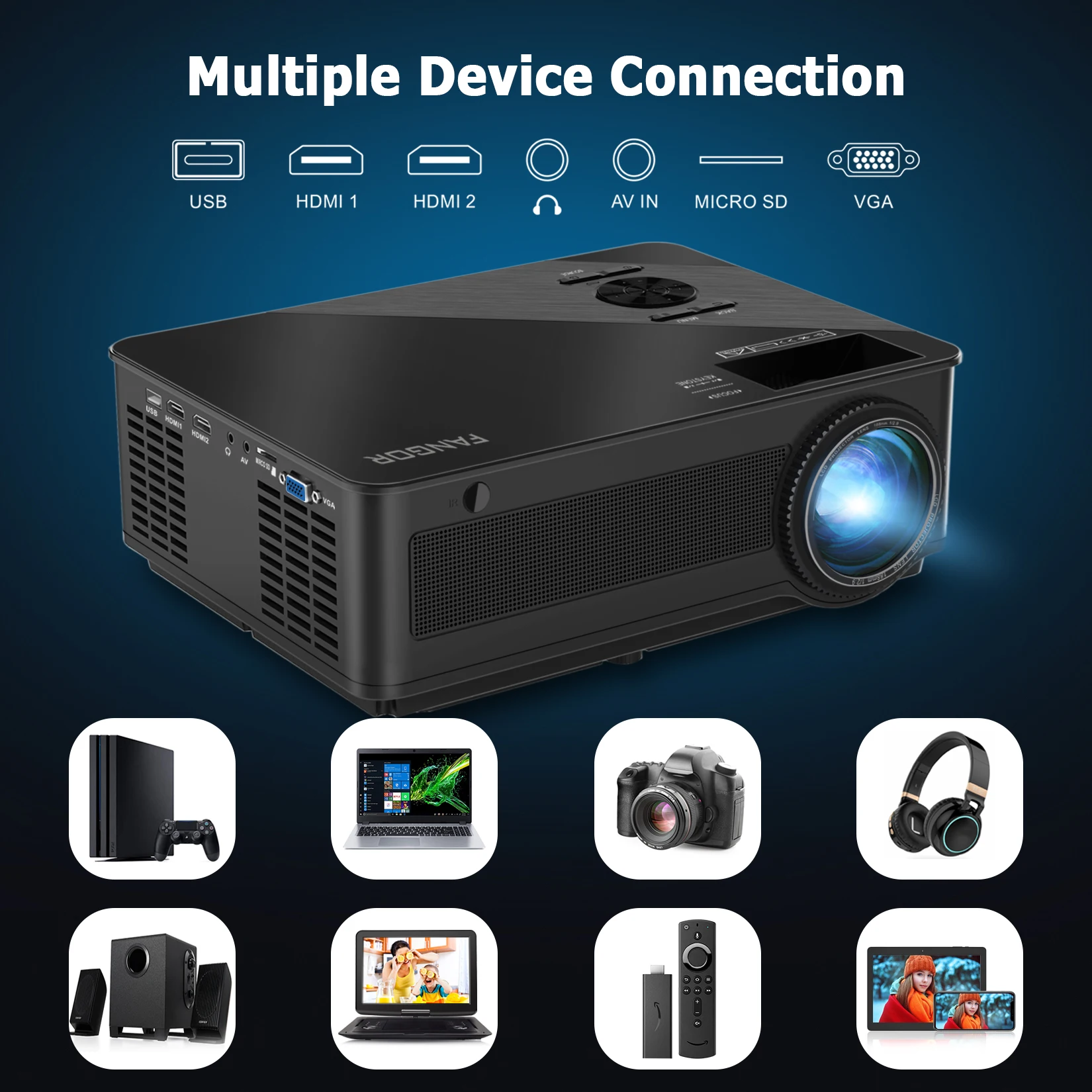 FANGOR 1600 Ansi 4K Projector Supported with Screen Full HD 1920*1080P Native Dolby Audio Home Theater Beamer Wifi proyector