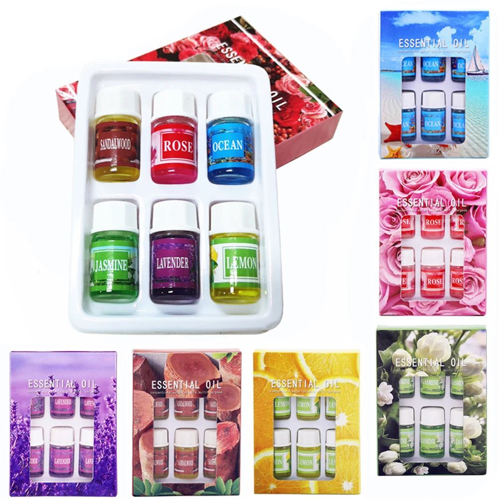 6pcs/set Essential Oils Gift Box Aroma Diffuser Air Humidifier Water-soluble Air Freshener Scents Fragrance Car Perfume Refill 1