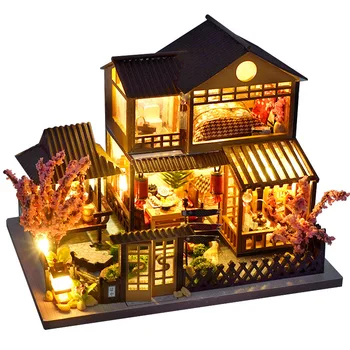 Diy Mini Wooden Dollhouse With Furniture Light Kit Doll House Casa Miniature Accessories Handmade Wooden Toys Birthday Gifts 1