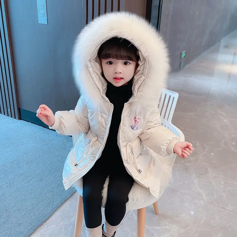 

2023 Korean Winter Little Girl Parkas Real Fox Fur Shiny Wash-free Girl Jacket Coat 1-6 Years Kids Infant Girl Outerwear Outfit