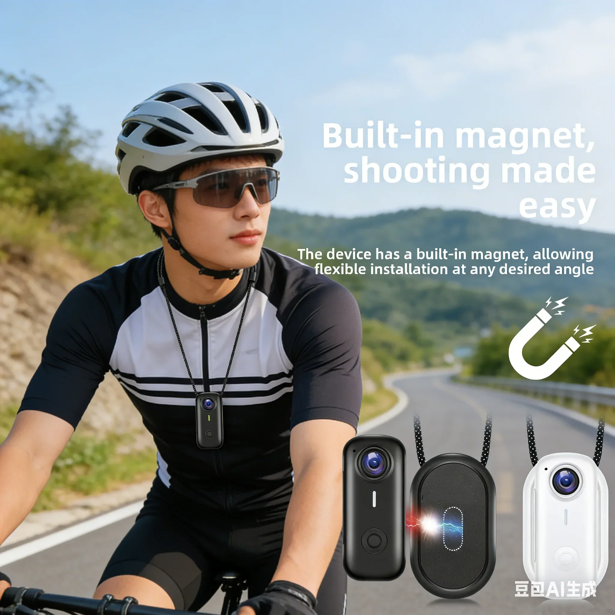 Caméra Action Magnétique 1080P Dashcam Vélo Sport Extérieur